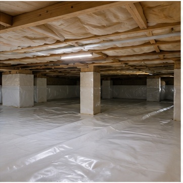 Crawl space before insulation work