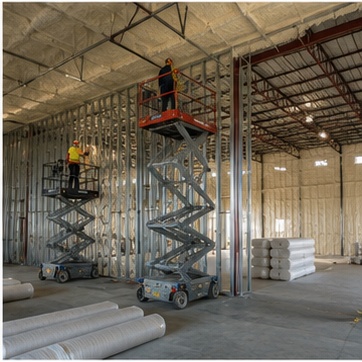 Commercial building, insulation stage